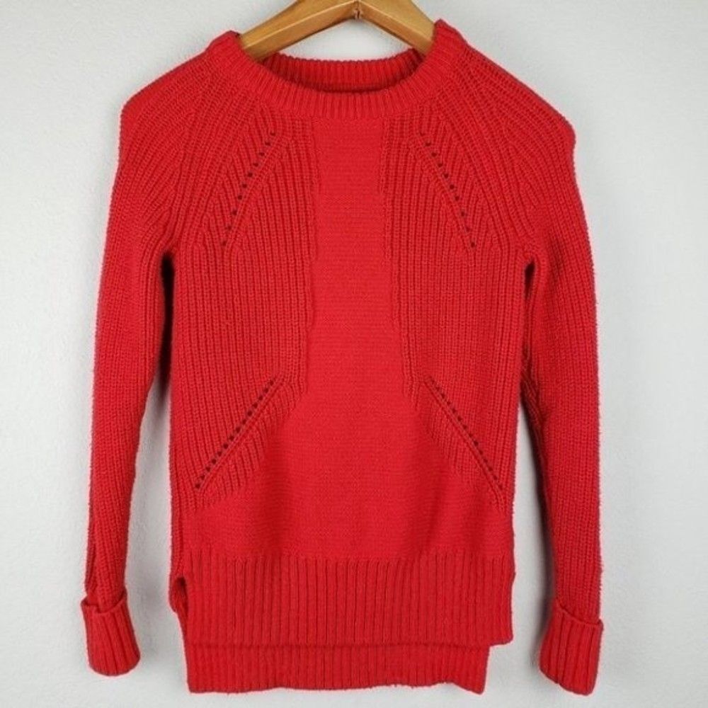 Sigrid Olsen red raglan pullover sweater size XS
